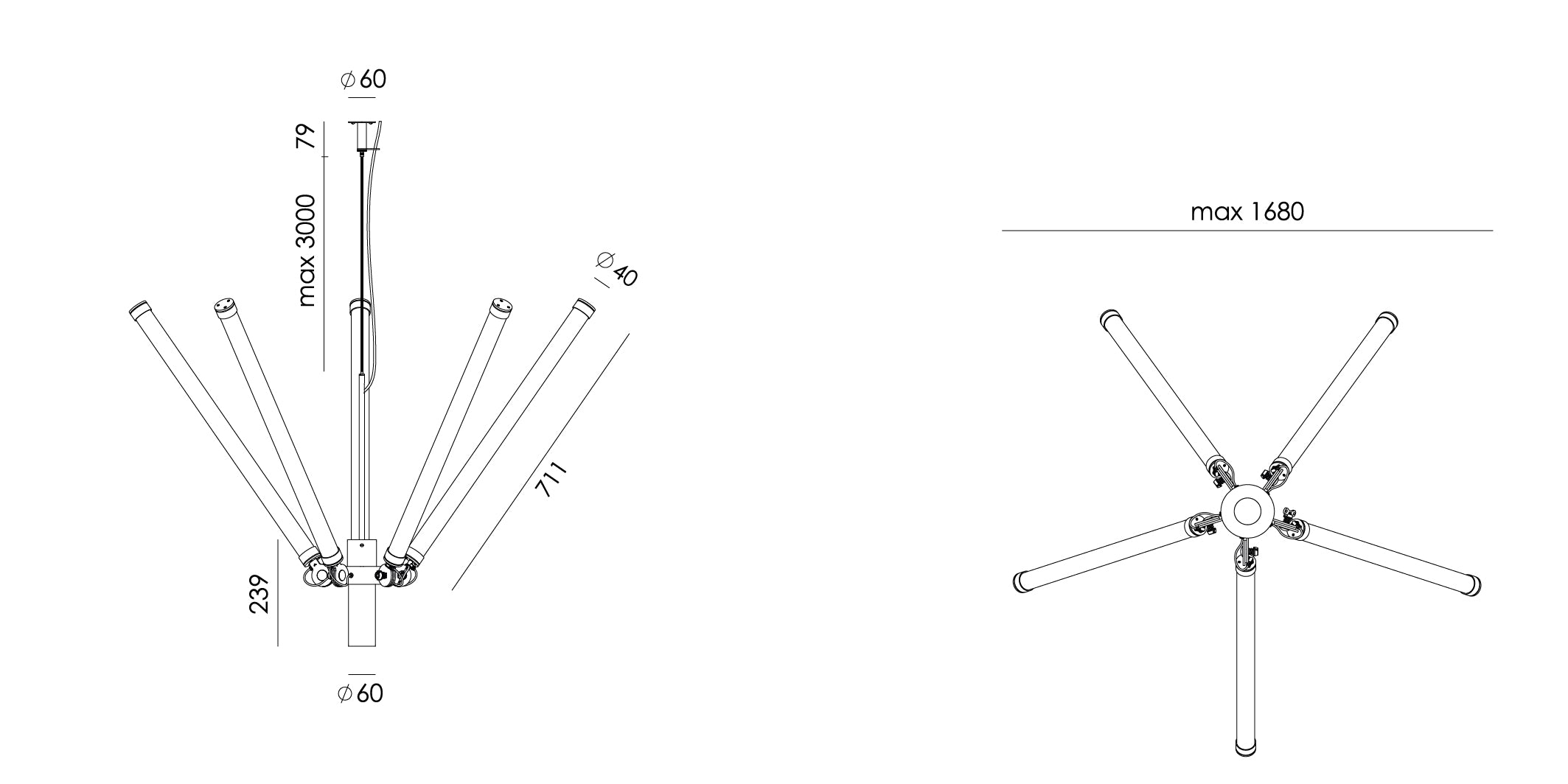 Mr. Tubes kroonluchter open LED