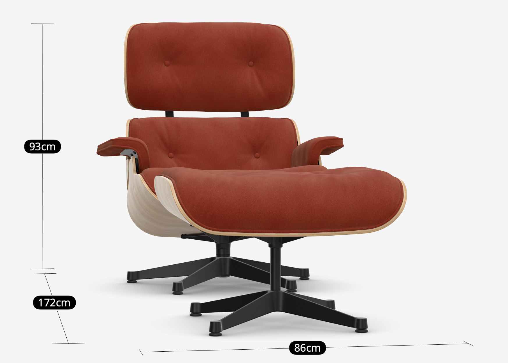 Eames Lounge Chair & Ottoman - naturel kastanjehout / calma