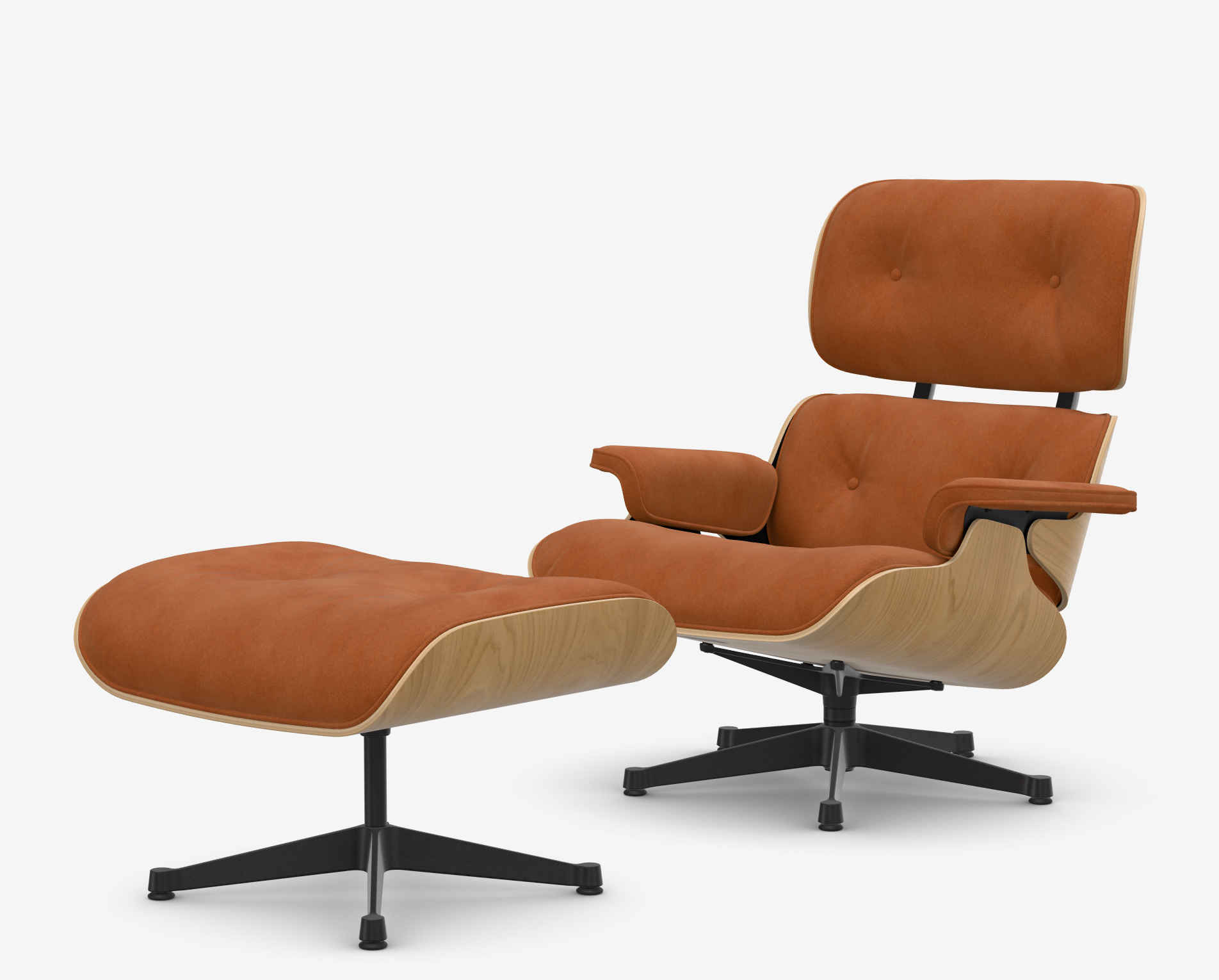 Eames Lounge Chair & Ottoman - naturel kastanjehout / calma