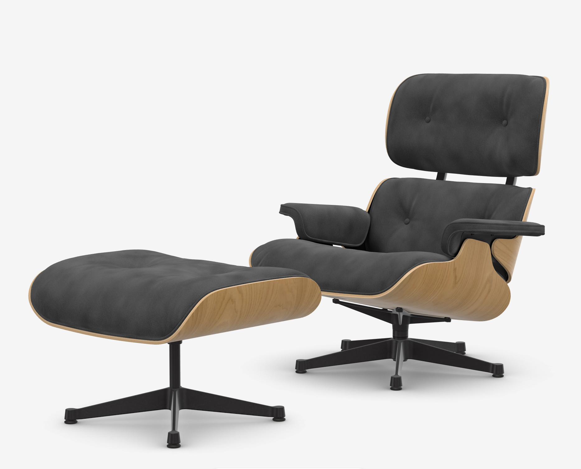 Eames Lounge Chair & Ottoman - naturel kastanjehout / calma