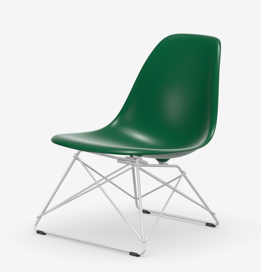 Eames Plastic Side chair LSR RE - wit onderstel