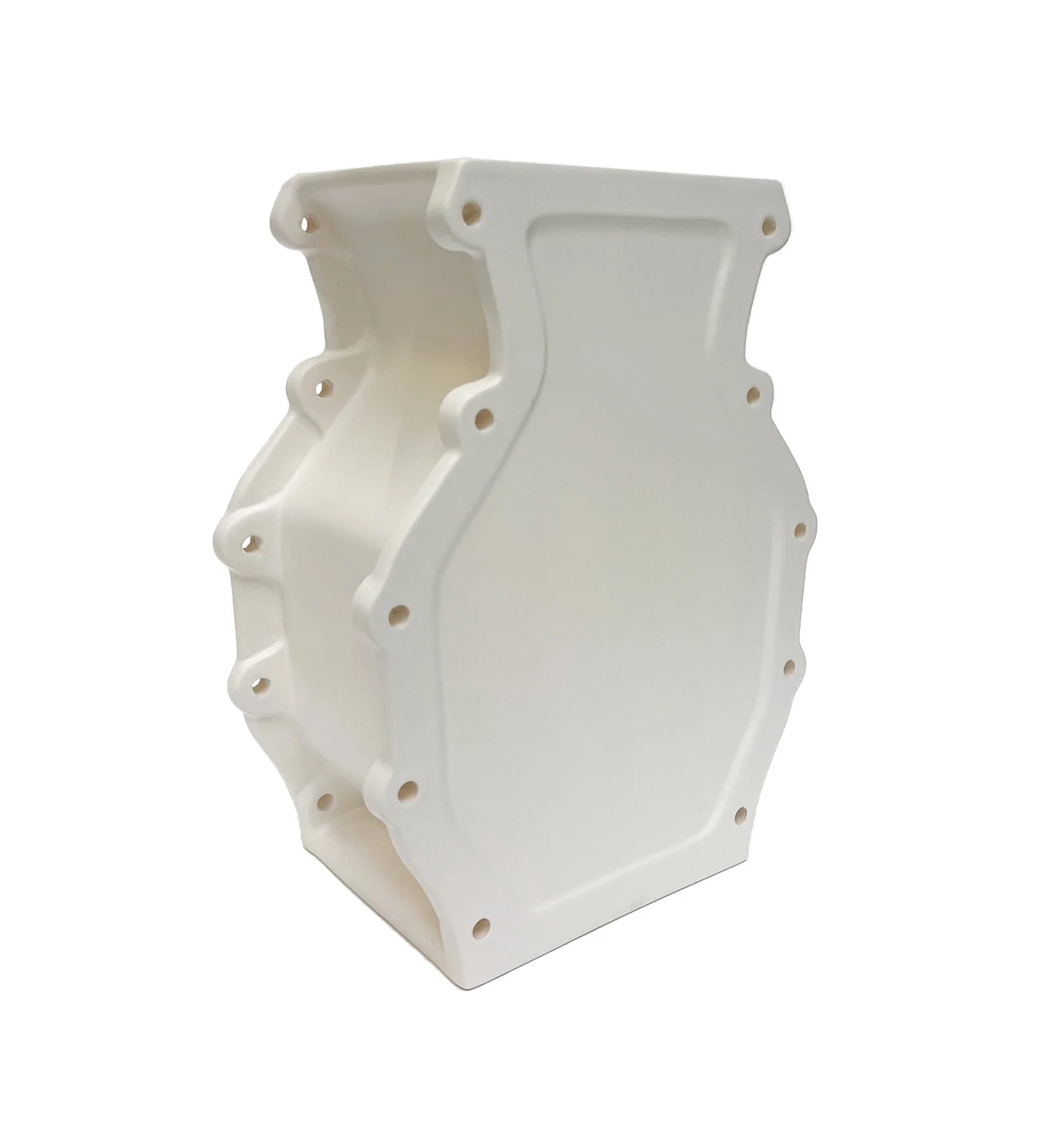 Witte, holle, geometrische vaas Gear met montagegaten voor floris hovers