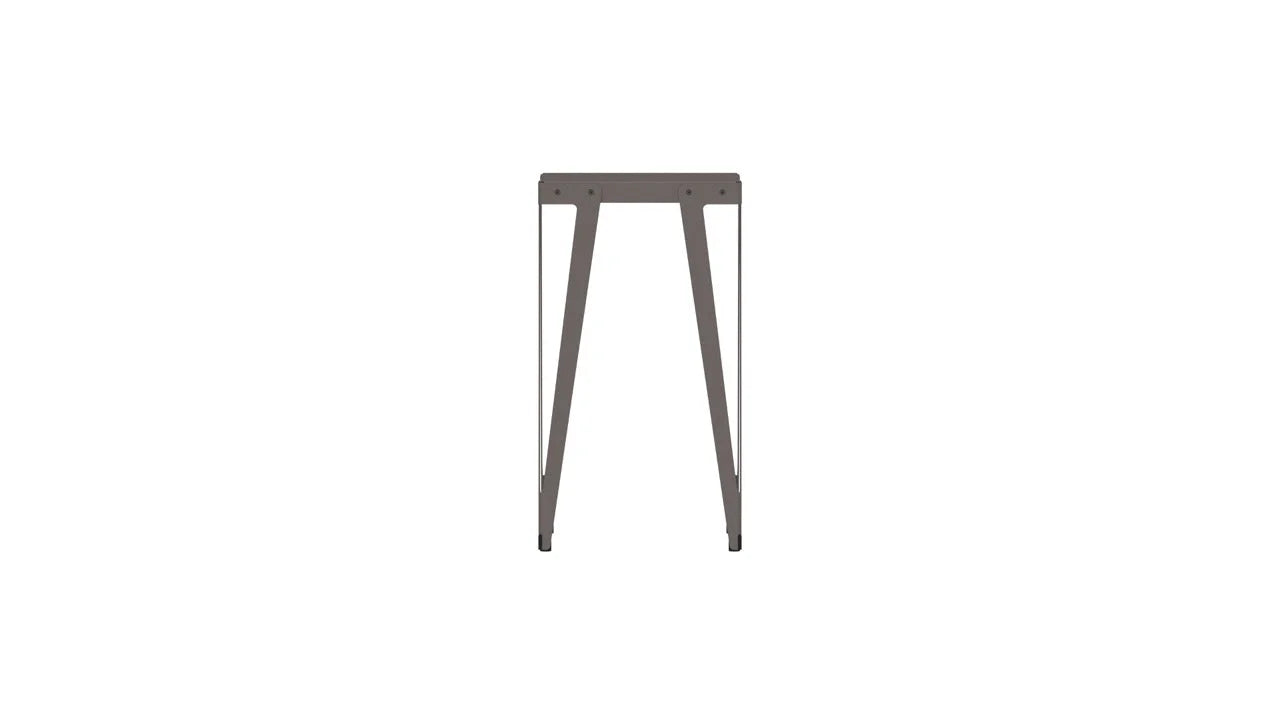 Grijze metalen kruk voor hoge tafel Lloyd 60 x 60 als aanvulling op tafel Lloyd