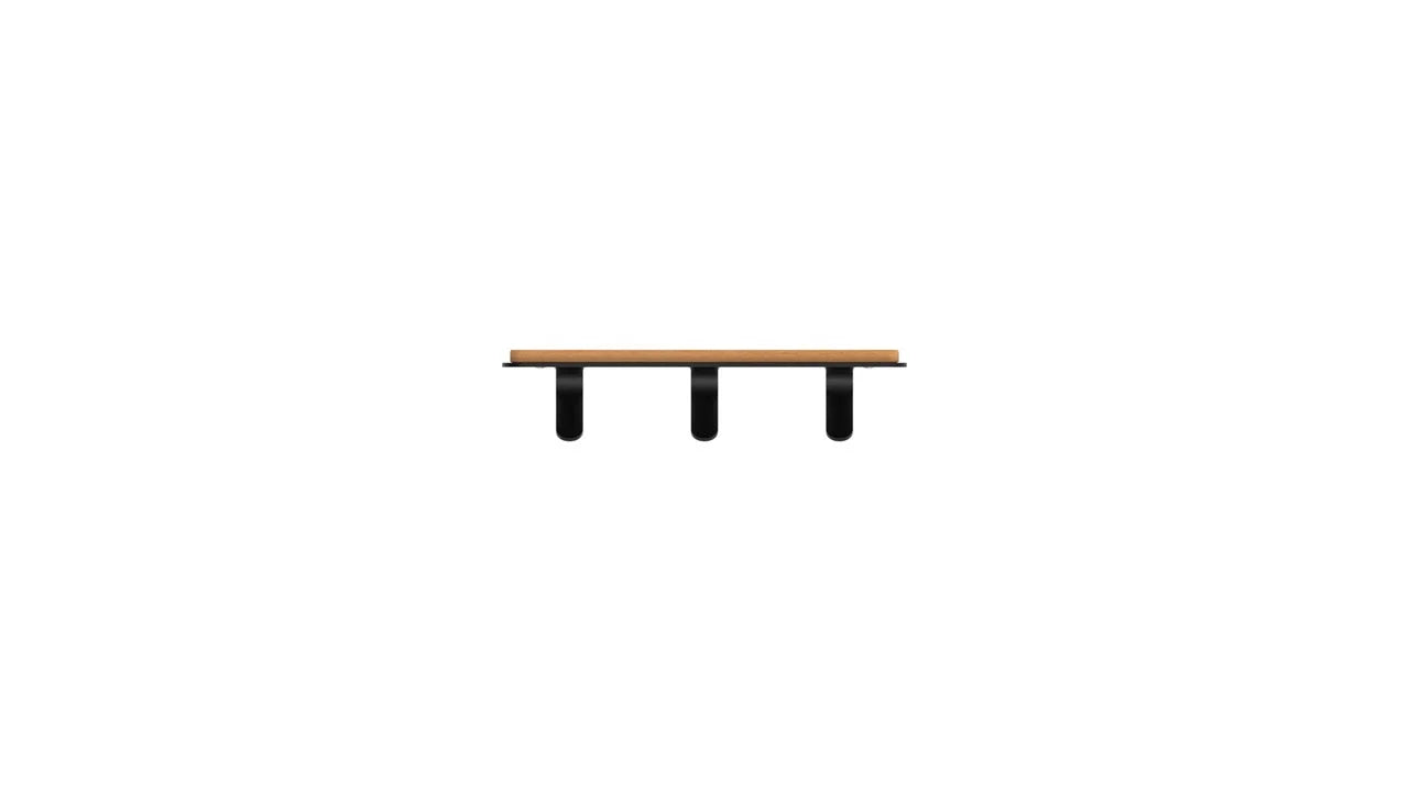 Houten plank met zwarte bevestigingsbeugels voor kapstok hooks - 3