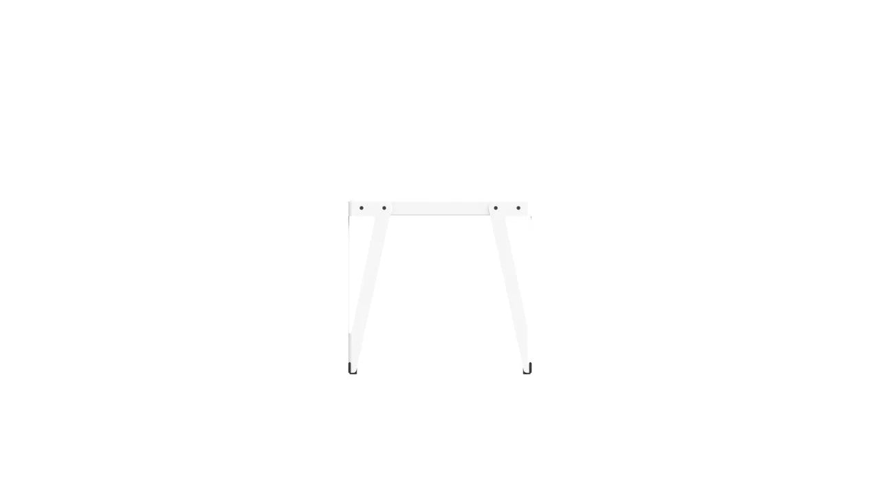 Witte metalen tafelonderstel van Tafel Lloyd, een slim staaltje Dutch design