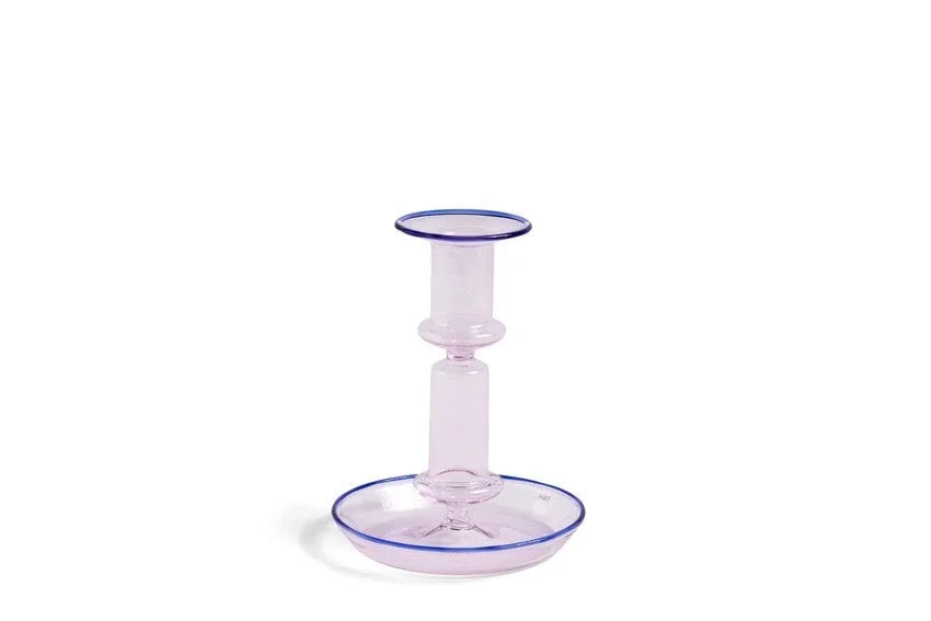 Hay Design kandelaar Flare - roze met blauwe rand - M