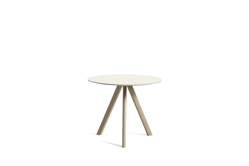 Hay Design tafel CPH 20 - Ø 90 cm. - lacquered solid oak frame - top off white linoleum