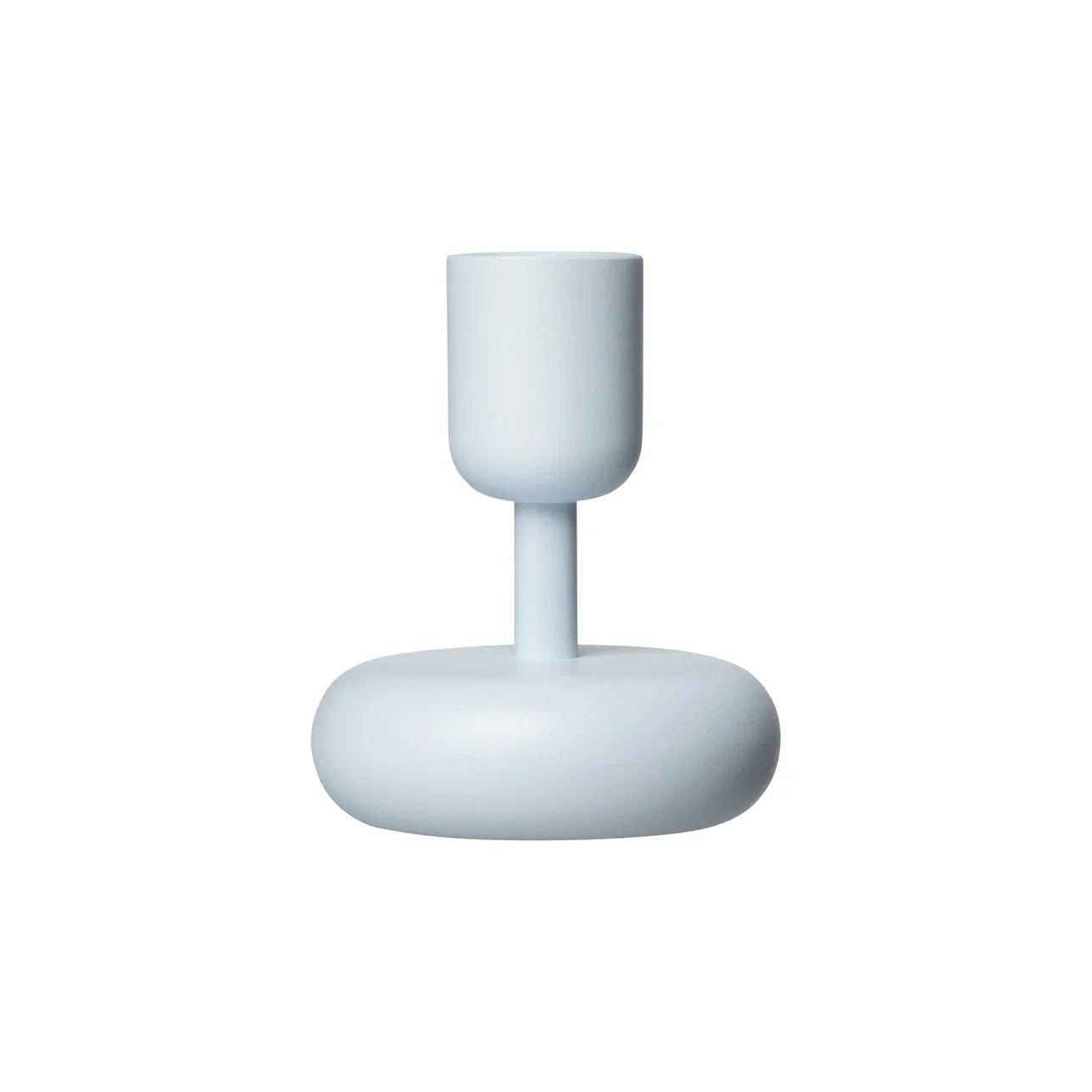 Lichtblauwe keramische candlestick Nappula met opgezwollen poten en ongewone vorm