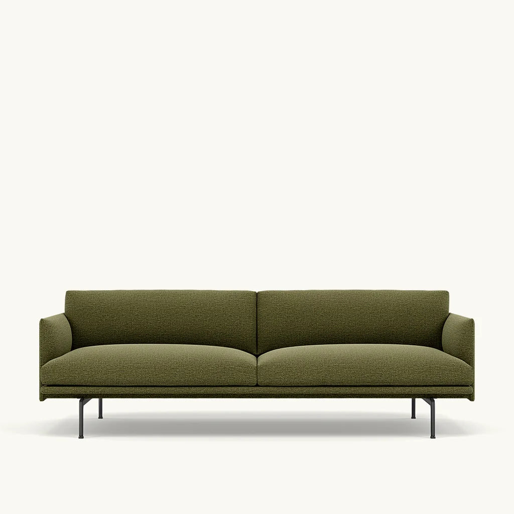 Muuto 3 zits sofa Outline - Ecriture 970 met zwart onderstel