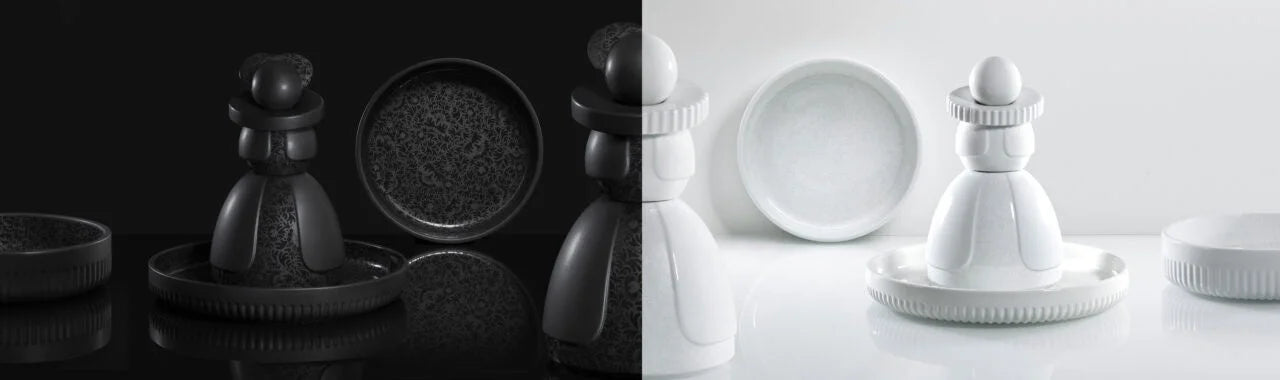 Royal Delft Collar Bowl - black & white reflection