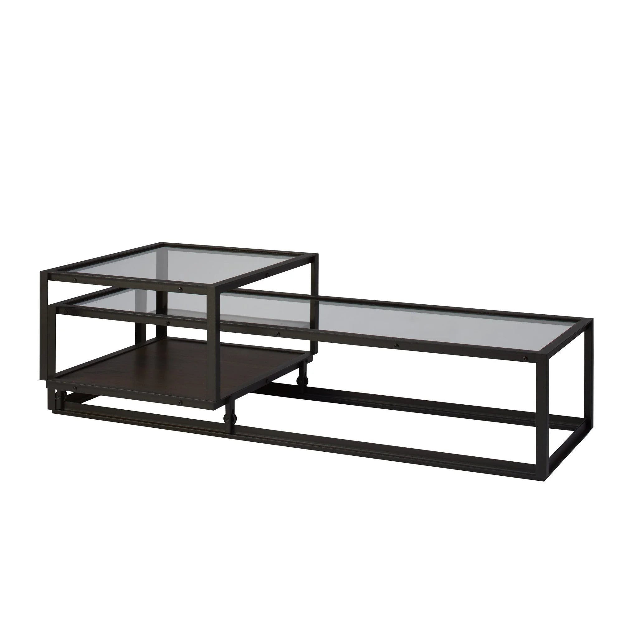 Spectrum salontafel Tangled - rookglas L - donkerbruin gebeitst eiken middenblad