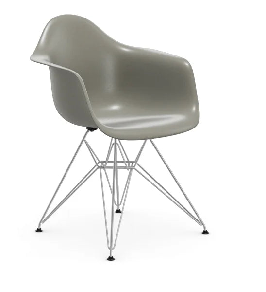 vitra Eames Fiberglass Armchair DAR - verchroomd onderstel - raw umber