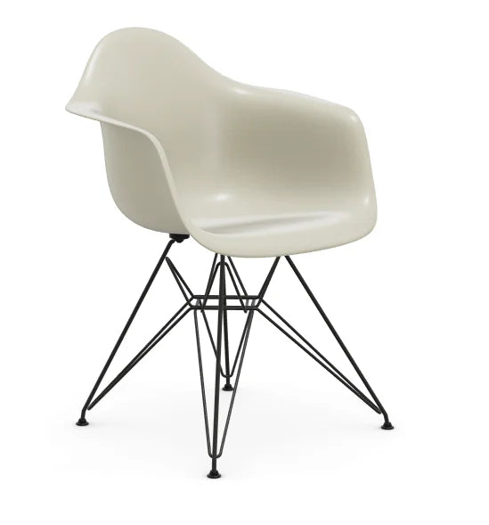 vitra Eames Fiberglass Armchair DAR - zwart onderstel - parchment
