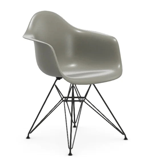 vitra Eames Fiberglass Armchair DAR - zwart onderstel - raw umber
