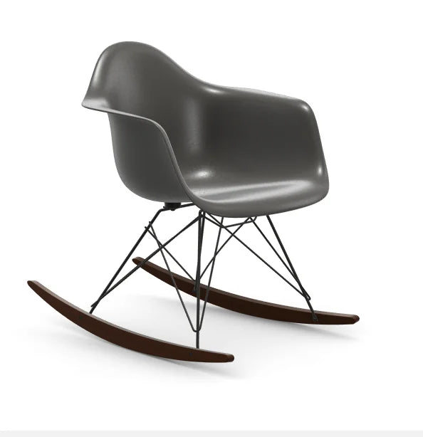 vitra Eames Fiberglass Armchair RAR - zwart onderstel - elephant hide grey - donker