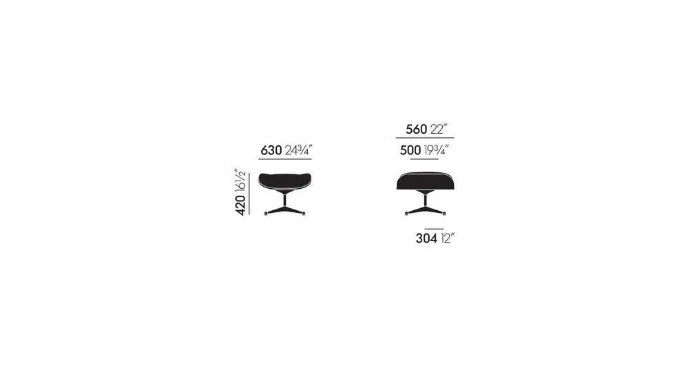 vitra Eames Lounge Chair & Ottoman - wit notenhout / Nubia