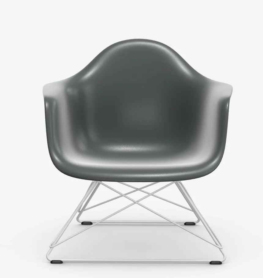 vitra Eames Plastic Armchair LAR RE - wit onderstel - Granite grey RE