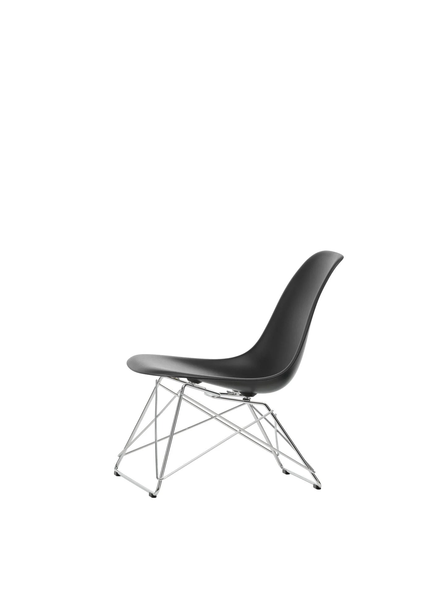 vitra Eames Plastic Side chair LSR RE - verchroomd onderstel - deep black RE