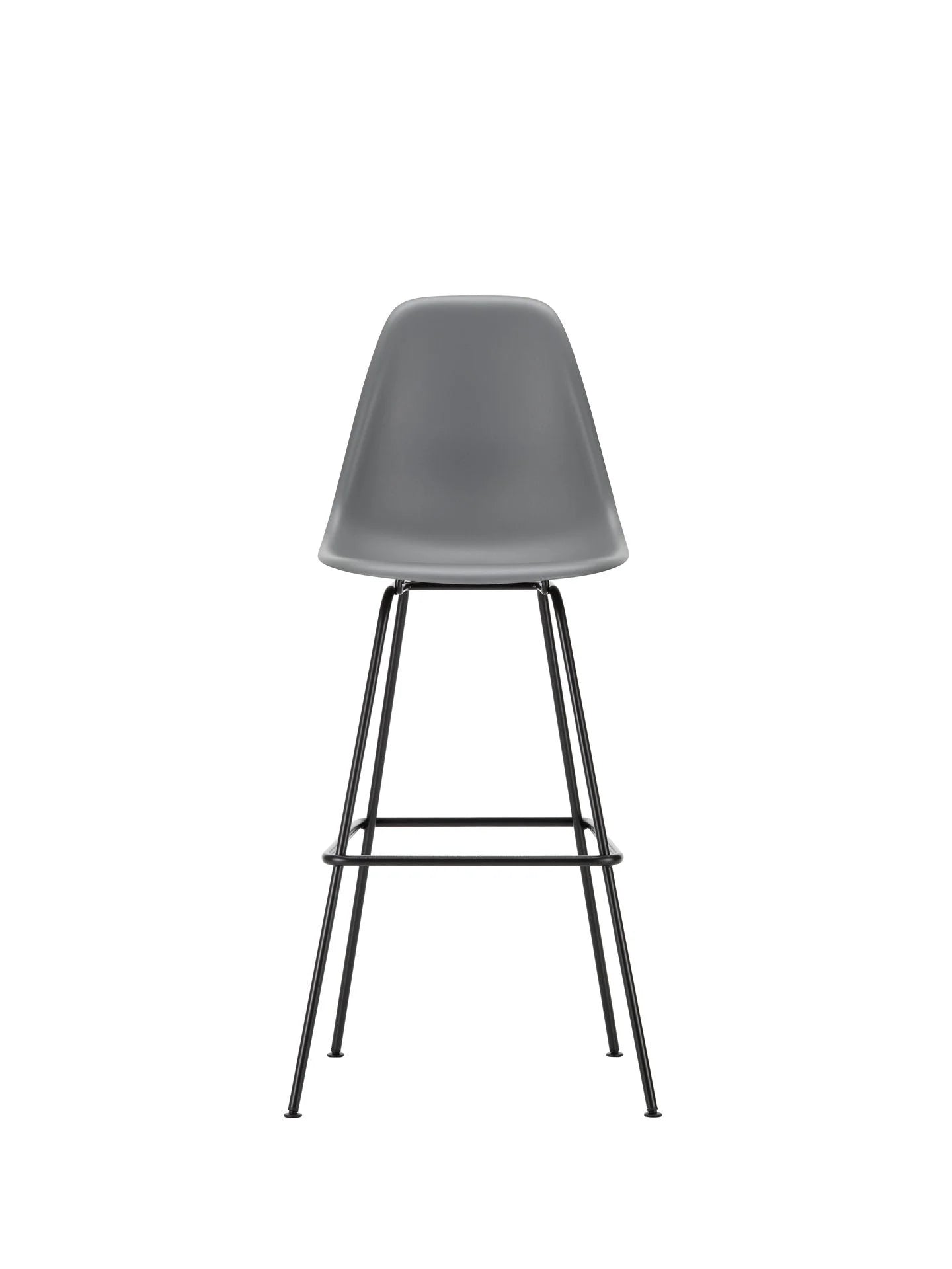 vitra Eames Plastic Stool RE high - zwart onderstel - Granite grey RE
