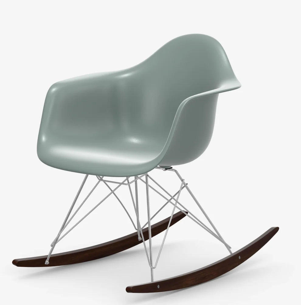 vitra Plastic Armchair RAR RE - wit & esdoorn donker onderstel - light grey RE