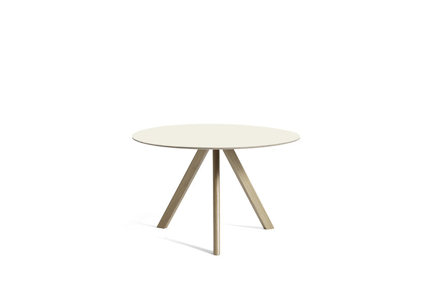 Hay Design tafel CPH 20 - Ø 120 cm. - lacquered solid oak frame - top off white linoleum