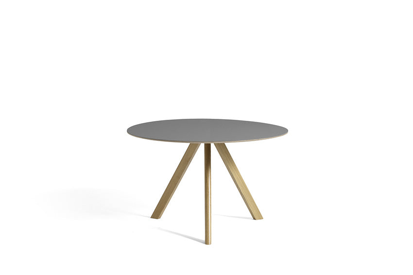 Hay Design tafel CPH 20 - Ø 120 cm. - lacquered solid oak frame - top grey linoleum