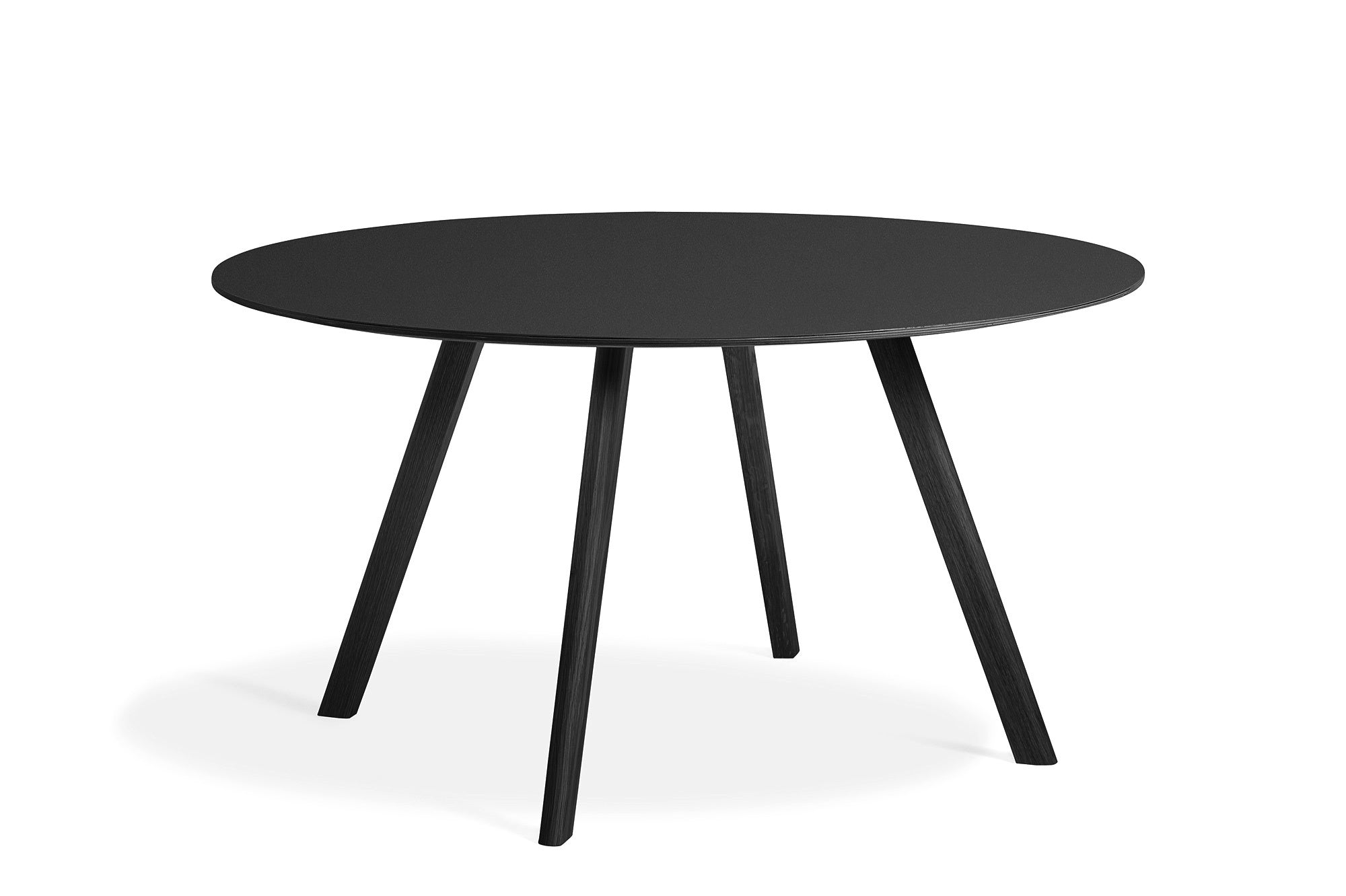 Hay Design tafel CPH 25 - Ø 140 cm. - lacquered solid black oak frame - top black linoleum