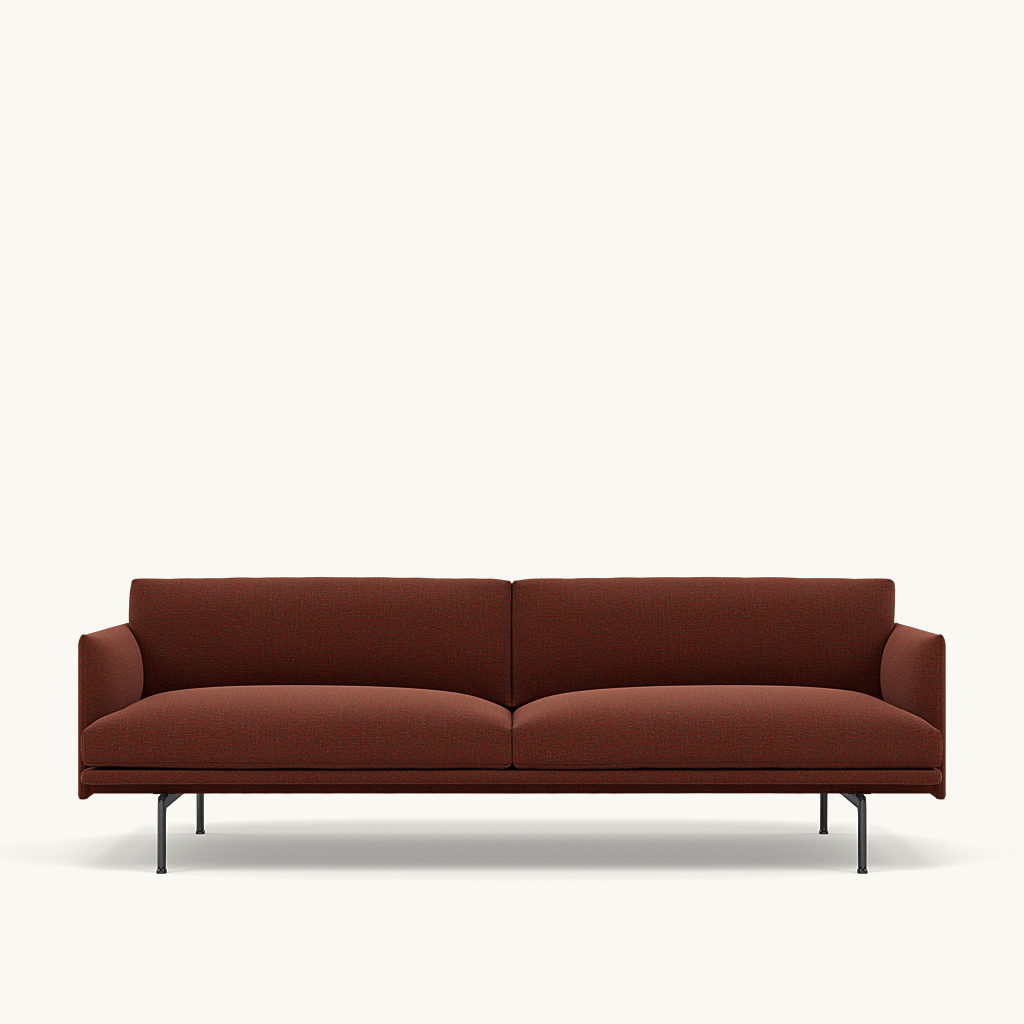 Muuto 3 zits sofa Outline - Ecriture 580 met zwart onderstel