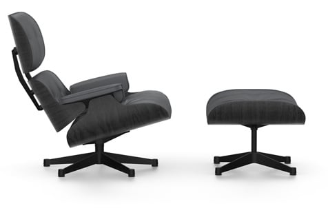 vitra Eames Lounge Chair & Ottoman zwart - essenhout & leder premium nero - zwart essenhout & leder premium nero