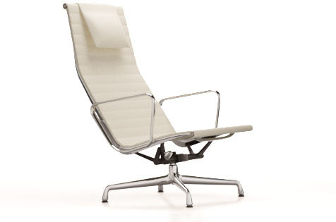 vitra Aluminium Chair EA 124 - leder - clay leder - verchroomd onderstel