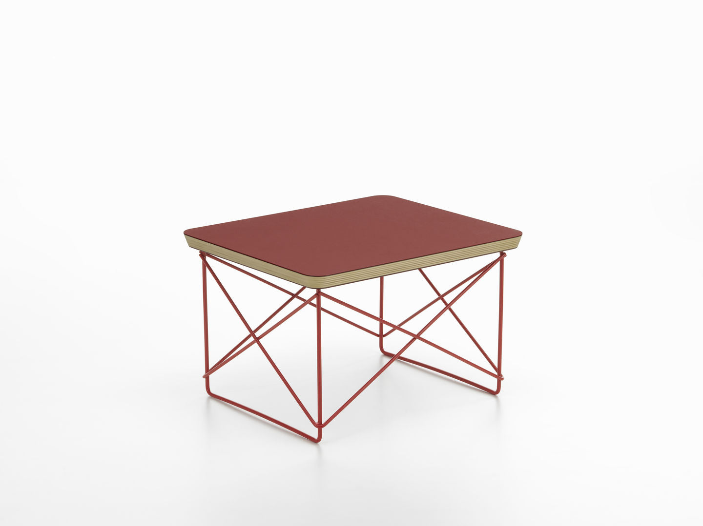 Eames Occasional Table LTR linoleum Dark Brick - onderstel eames classic red