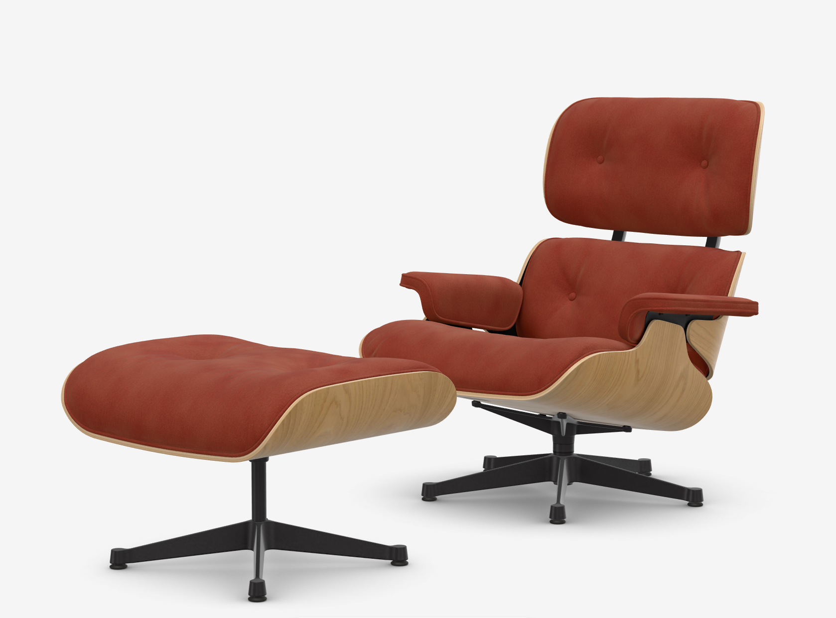 Eames Lounge Chair & Ottoman - naturel kastanjehout / calma