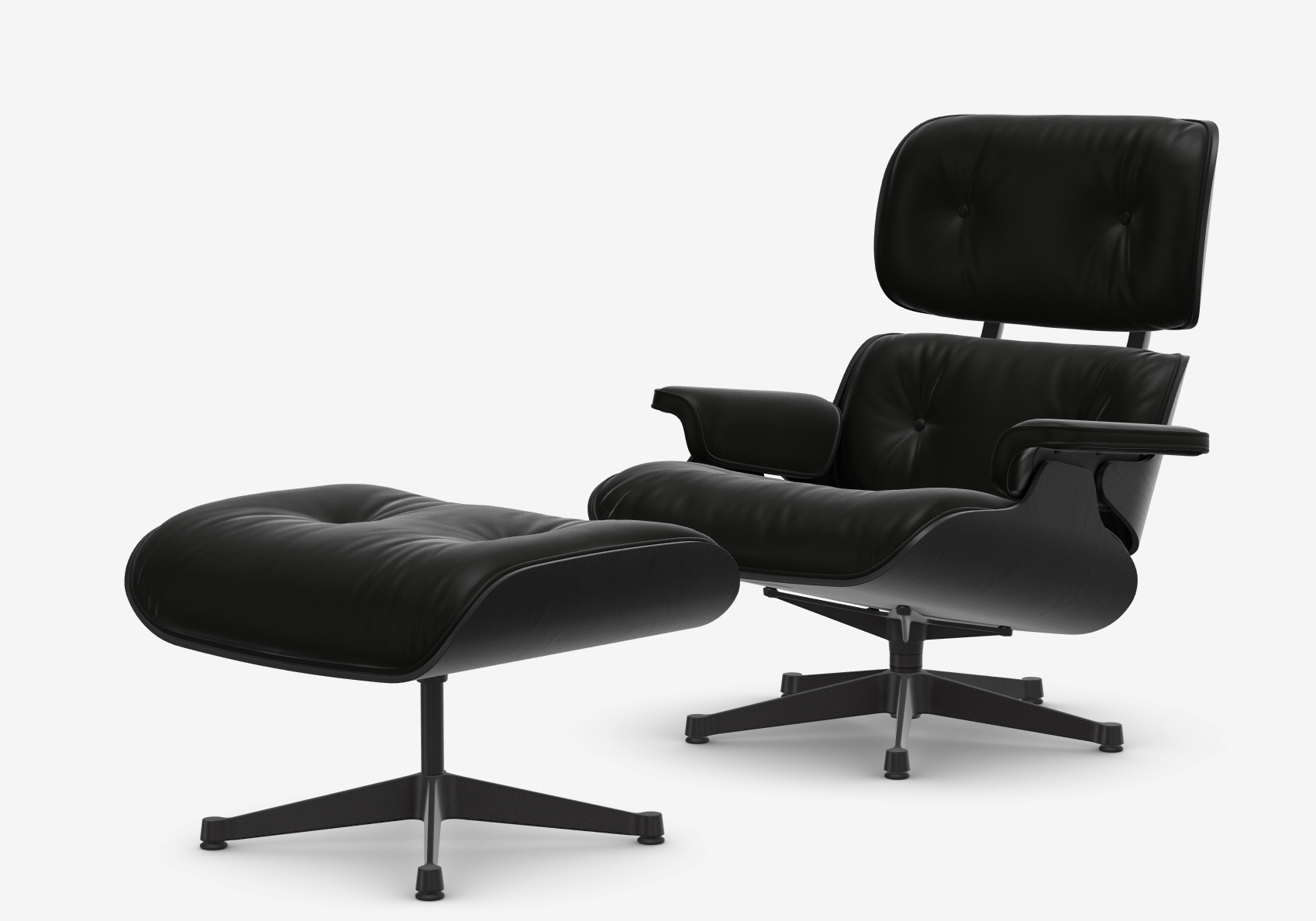 Eames Lounge Chair & Ottoman zwart - kastanjehout & leder premium nero