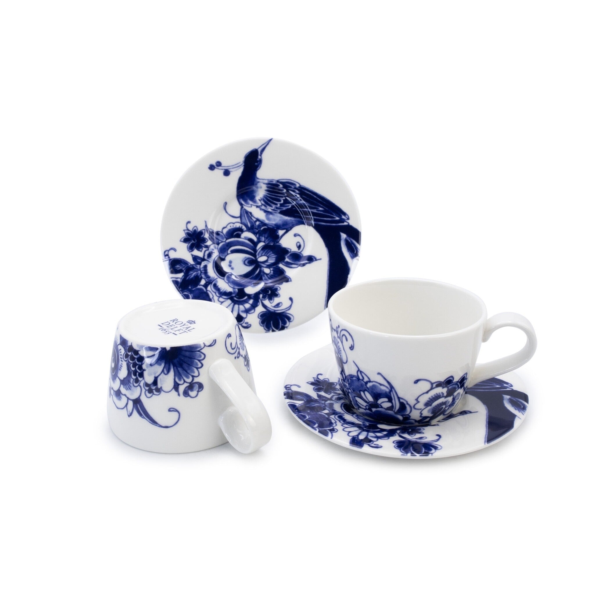 Royal Delft koffiekop- & schotel set van 2 - Peacock Symphony - kop & schotel set van 2