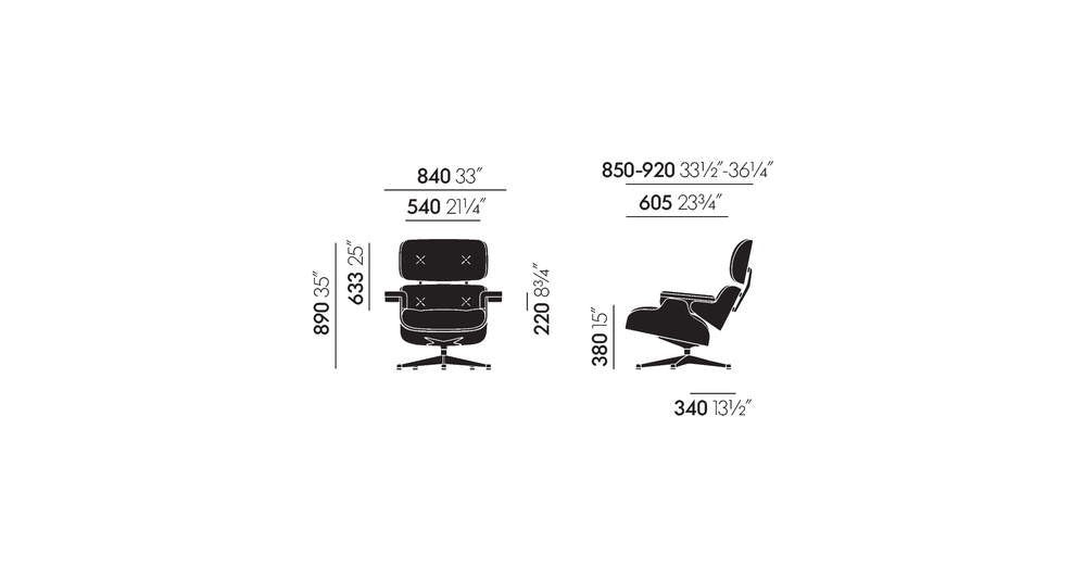 Eames Lounge Chair & Ottoman zwart - essenhout & leder premium nero