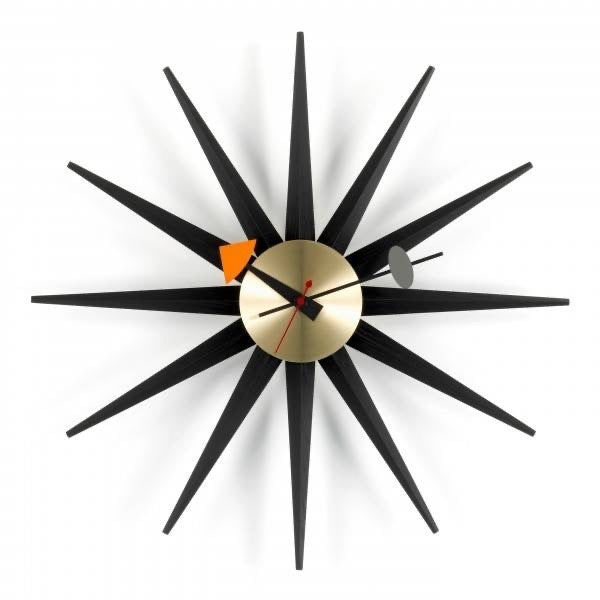 vitra klok Sunburst - zwart