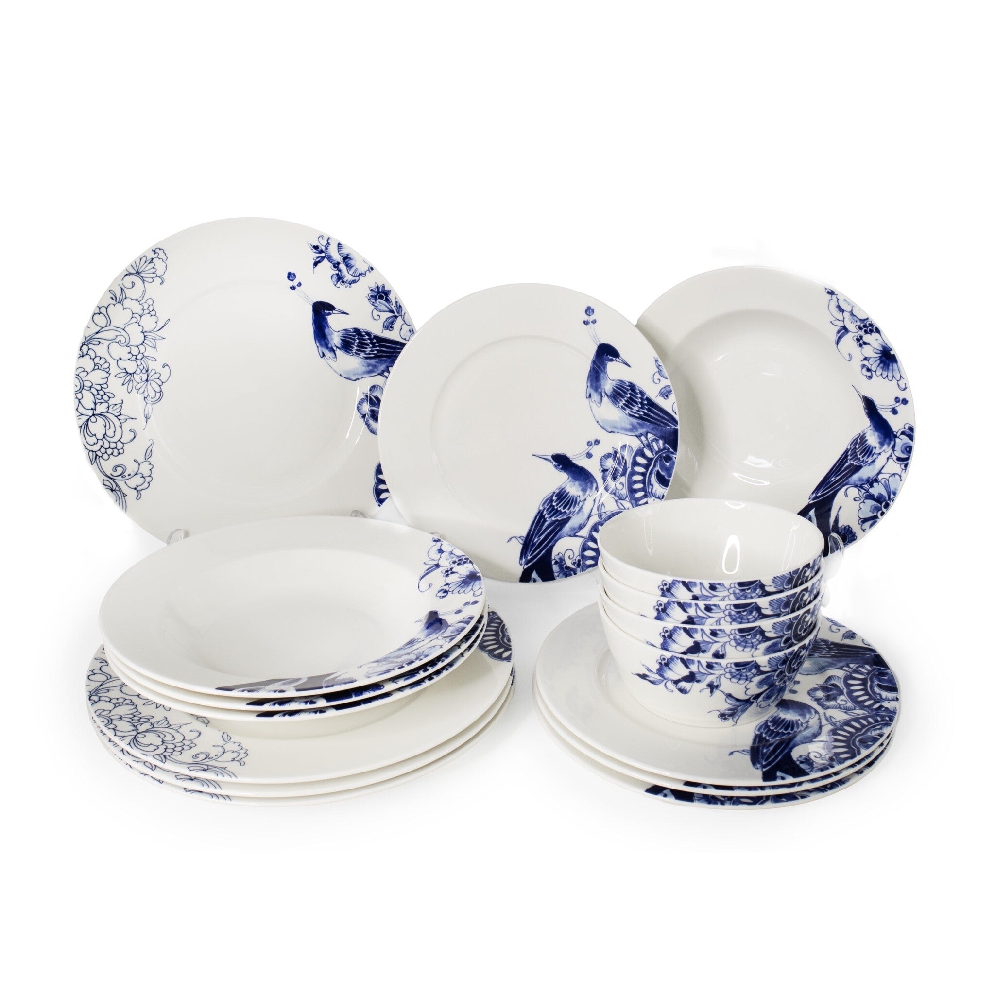 Royal Delft servies set 16-delig - Peacock Symphony - 16 delig servies