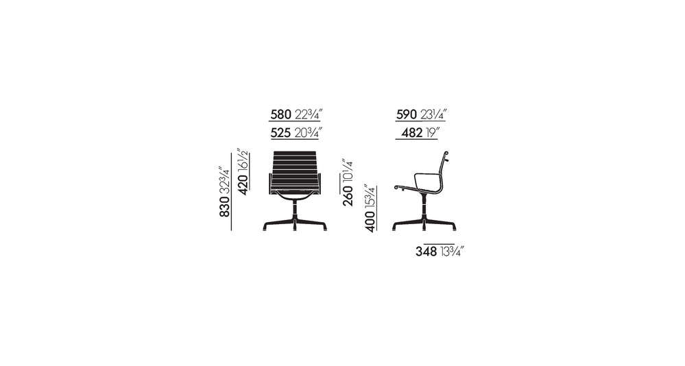 Eames Aluminium Chair EA 108 - Conference - leder