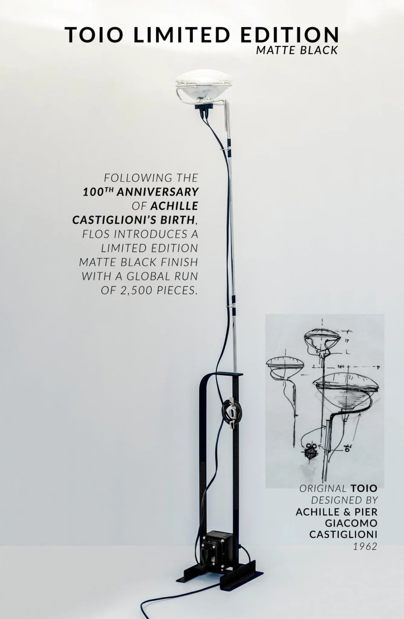 Flos vloerlamp Toio Limited Edition 2018 Matte Black LED