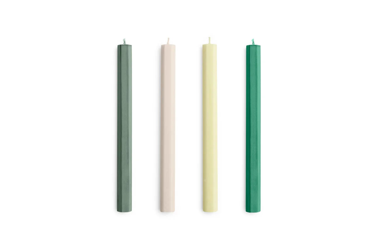 Hay Design Hexagon Candles kaarsen set van 4 - Greens and whites set of 4