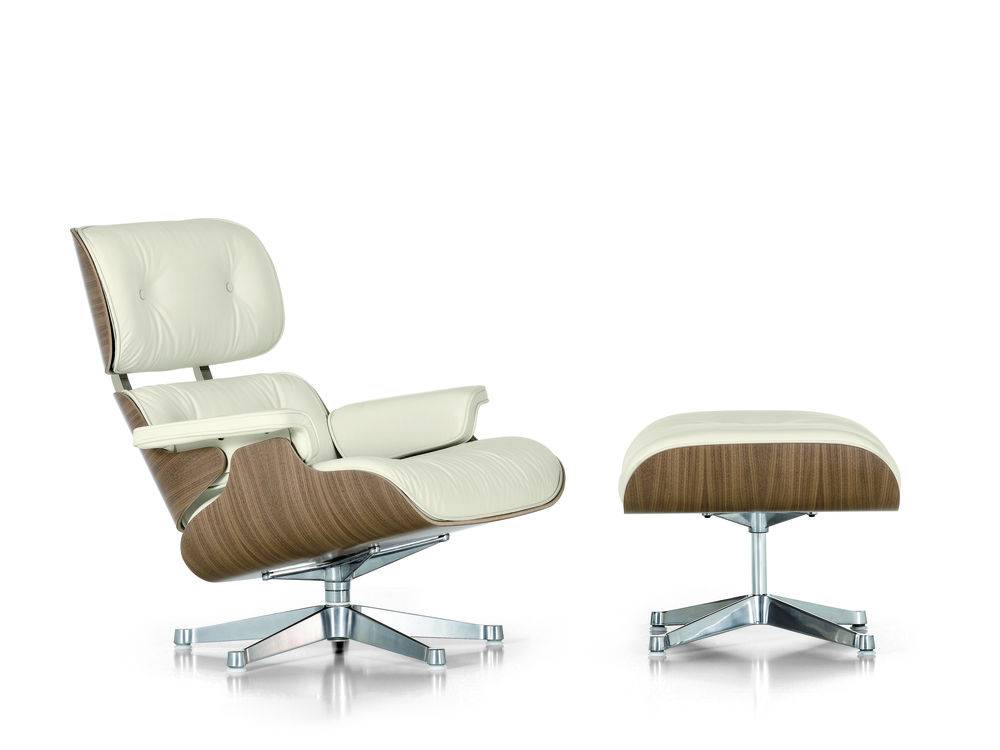 Eames Lounge Chair & Ottoman - notenhout - sneeuwwit