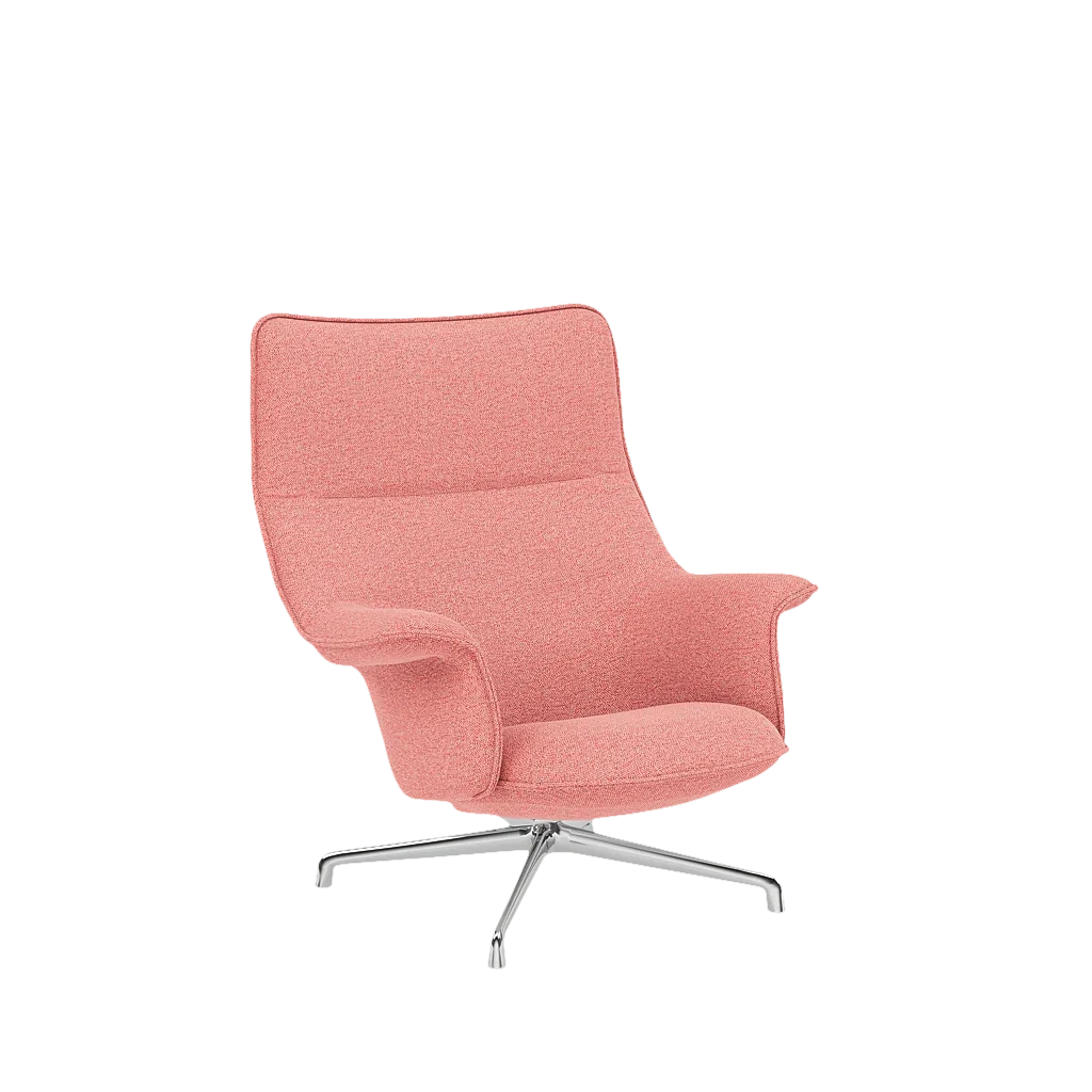 Roze gestoffeerde lounge chair met chroom basis, Doze Lounge Chair High Back