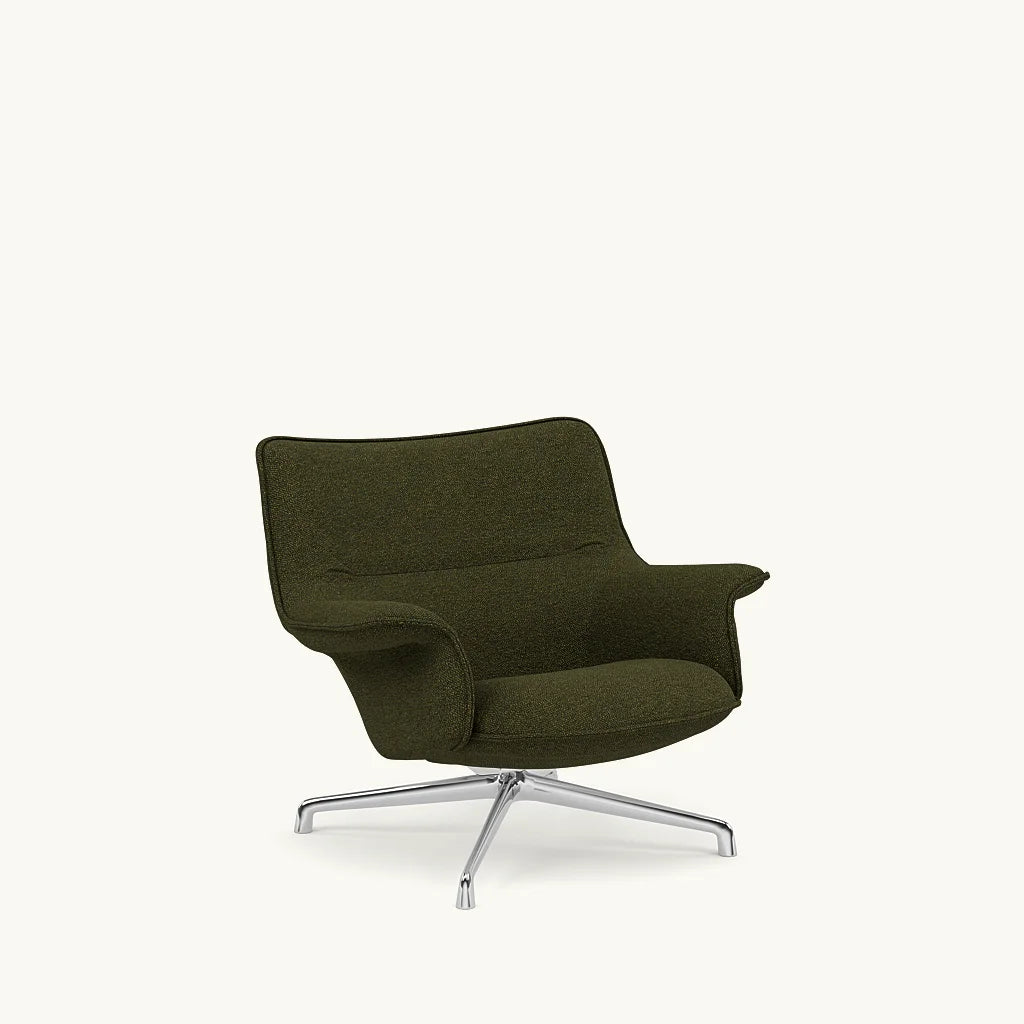 Olijfgroene beklede armstoel van het Doze Lounge Chair Low Back ontwerp