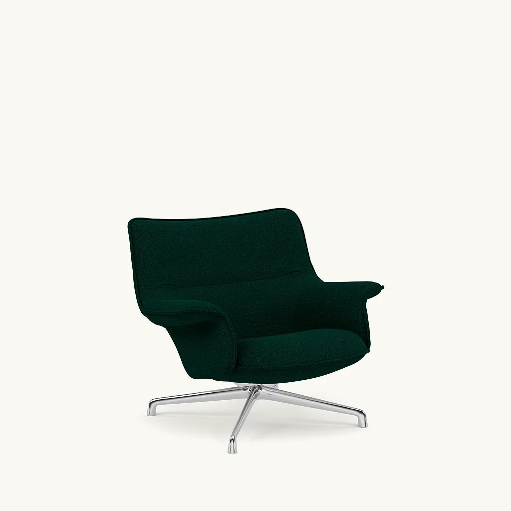 Groen gestoffeerde draaistoel van de Doze Lounge Chair met lage rugleuning