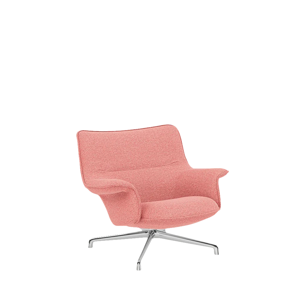 Roze stoffen lounge chair op chroombasis, Doze Lounge Chair Low Back