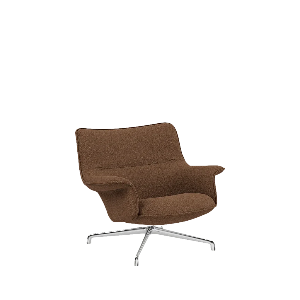 Bruine beklede draaistoel, Doze Lounge Chair Low Back voor comfortabele ontspanning