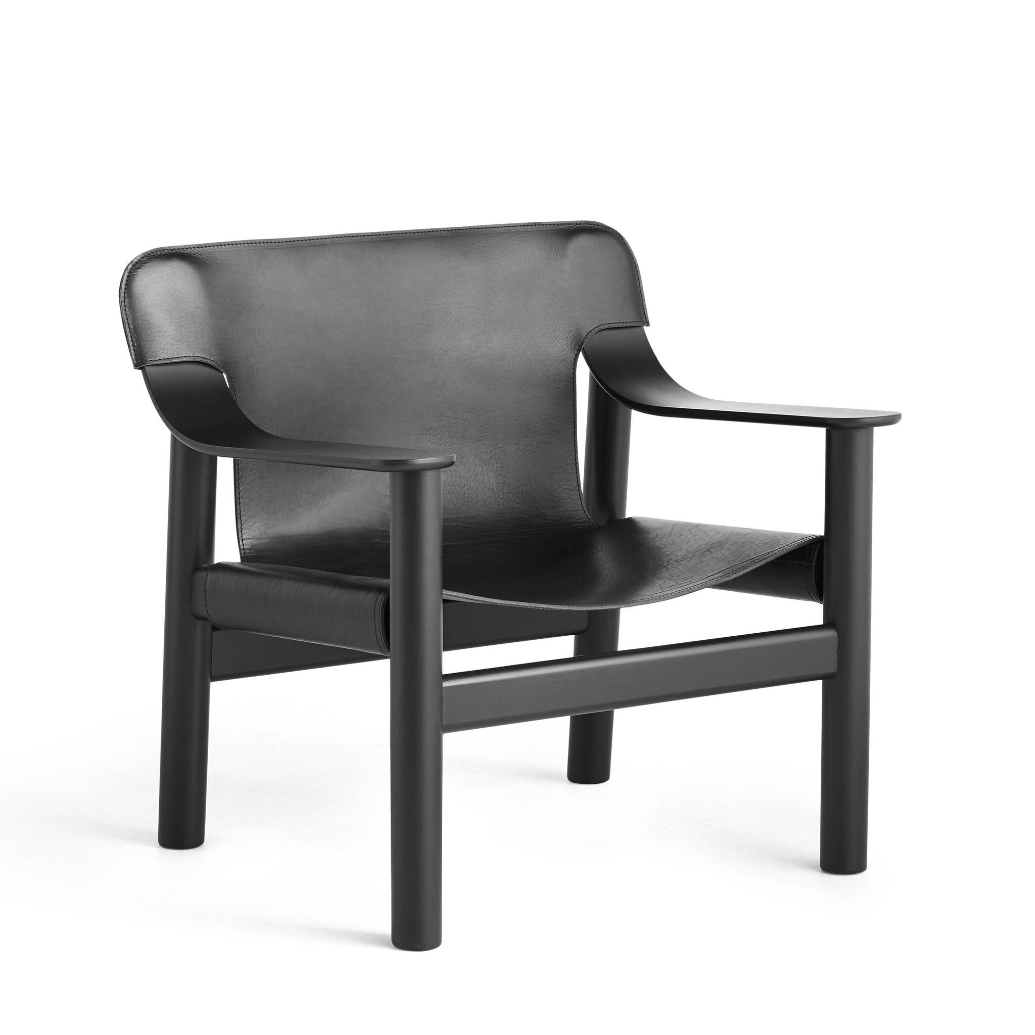 Hay Design fauteuil Bernard - base zwart - cover zwart leder