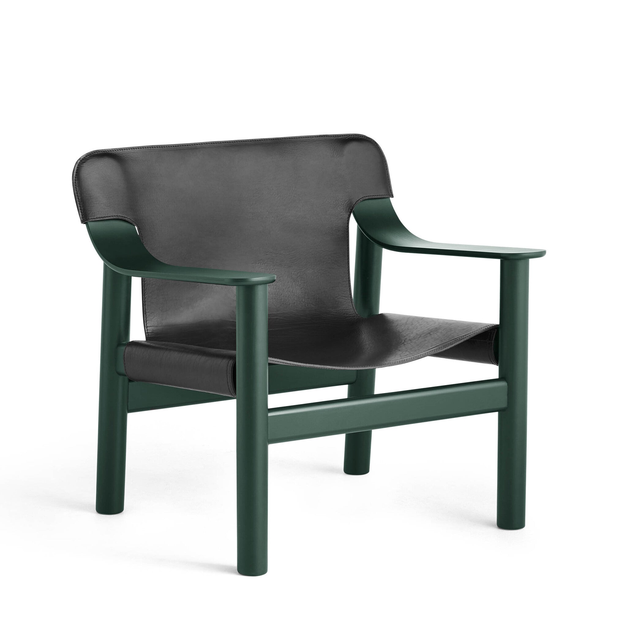 Hay Design fauteuil Bernard - base hunter groen - cover zwart leder