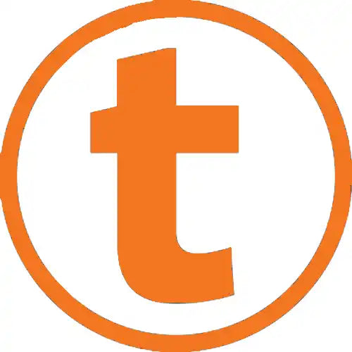 Oranje kleine letter 't' in een cirkel.