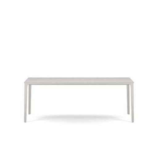 Plate Dining Table - wit onderstel - Carrara marmer